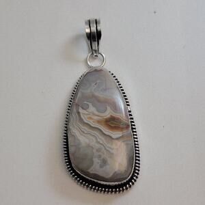 Necklace Pendants Crazy Lace Agate Handmade Jewelry in Sterling Silver Setting